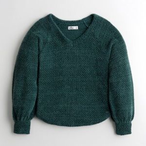 Hollister Cozy Textured Knit Top in Dark Green Size Large